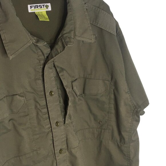 First Tactical Shirt Mens 2XL Green Short Sleeve Button Front Vented Pockets - Picture 12 of 16